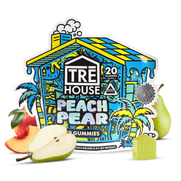 TreHouse Delta 9 THC CBD Gummies Peach Pear