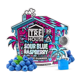 TreHouse Delta 10 THC, Delta 9 THC and HHC Gummies Sour Blue Raspberry