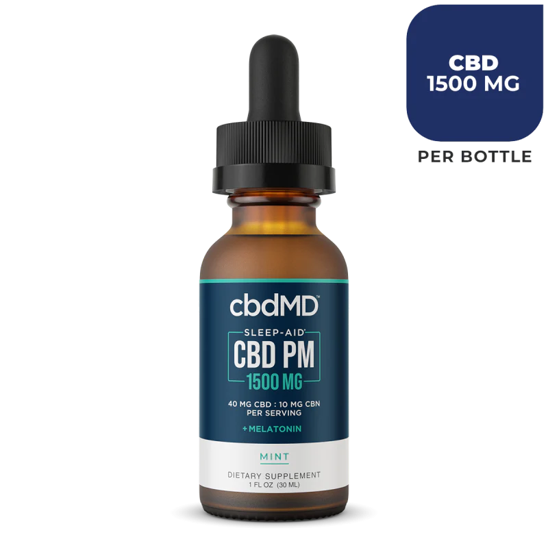 CBDmd broad spectrum sleep tincture with CBN in mint flavor