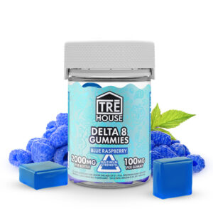 TreHouse Delta 8 THC Gummies High Potency Blue Raspberry