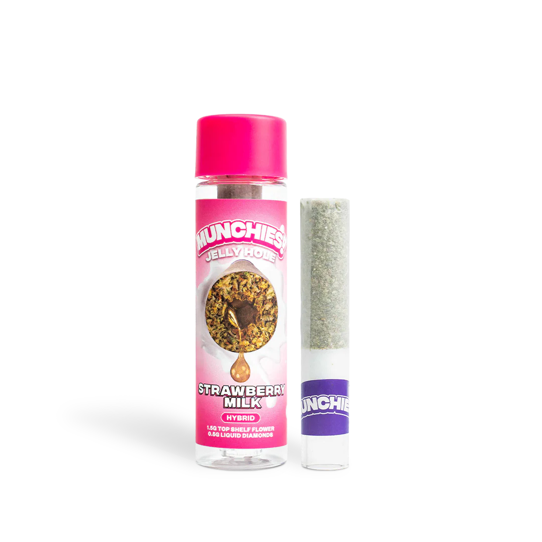 Delta Munchies THCA Jelly Hole Pre Roll Joint Strawberry Milk