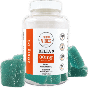 Primo Vibes 30mg Delta 9 THC Gummies Blue Raspberry