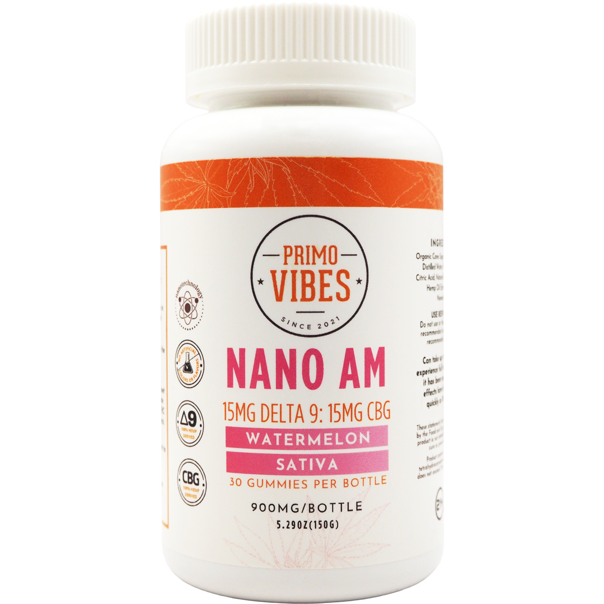 Primo Vibes Delta 9 THC Nano AM Gummies Watermelon