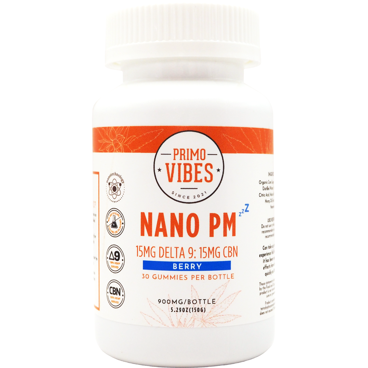 Primo Vibes Delta 9 THC Nano PM Gummies Berry