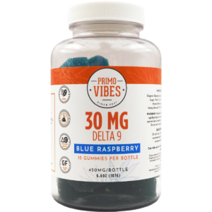Primo Vibes 30mg Delta 9 THC Gummies Blue Raspberry